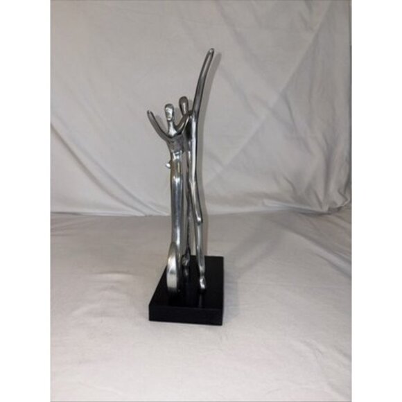 Nelson Pine Industries Modern Dancing Couple Medal & Wood Base Abstract 2013 - Picture 2 of 6